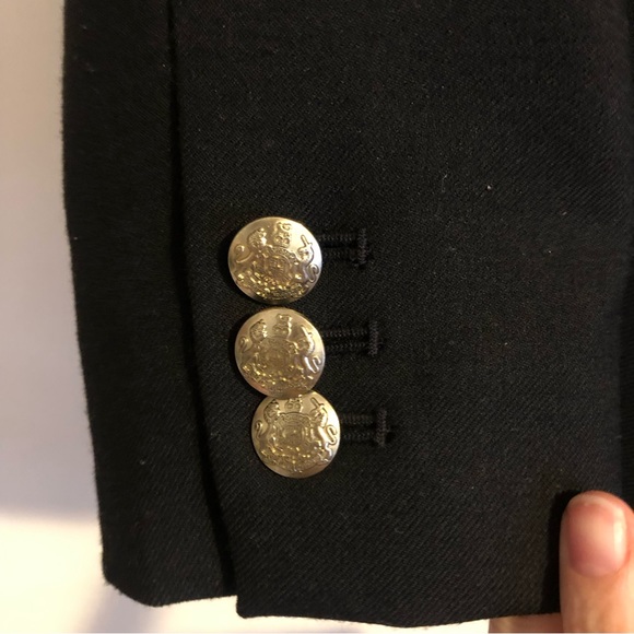 ❤️J. Crew Black Wool Blend Blazer Jacket Metal Buttons Size 0 - Picture 3 of 6